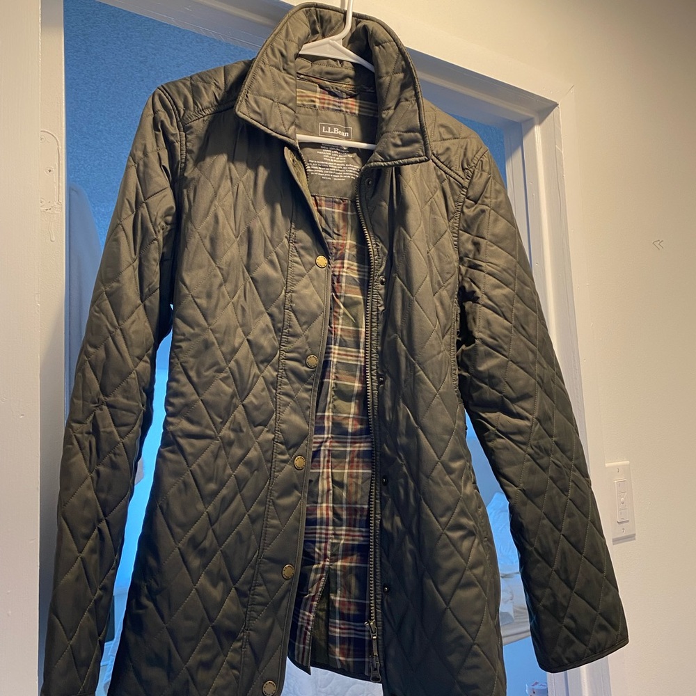 L.L. Bean Quilted Riding Jacket (Olive Green)